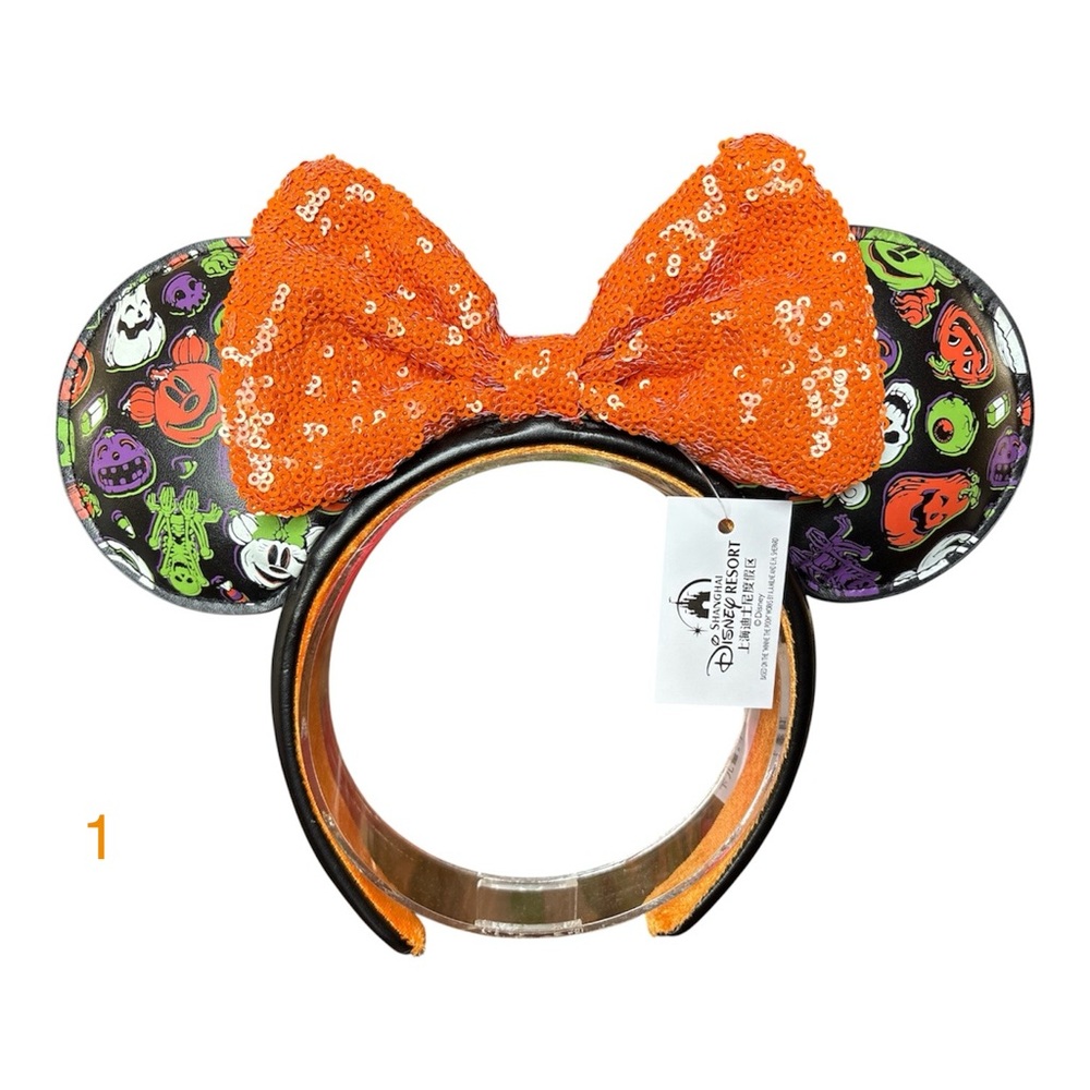 Disney Parks Halloween Glow In The Dark Pumpkins Minnie Mouse Ears Headband NWT